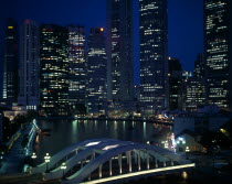 The Singapore river basin and city skyline illuminated at nightAsian Singaporean Singapura Southeast Asia Xinjiapo Nite
