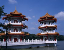 Twin Pagodas in the Chinese GardenAsian Singaporean Singapura Southeast Asia Xinjiapo