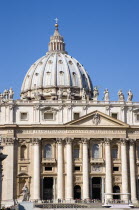 Vatican City The Basilica of St Peter with tourists at the entranceEuropean Italia Italian Roma Southern Europe Catholic Principality Citta del Vaticano History Holidaymakers Papal Religion Religious...