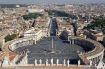 Vatican City View from the Dome of the Basilica of St peter across the Piazza San Pietro circled by the Bernini colonnade towards Castel Sant Angelo and the River TiberEuropean Italia Italian Roma So...