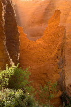 Colorado Provencal.  Cheminee de Fee or Fairy Chimneys.  Ochre rocks in evening light.Ochre Trail European French Western Europe Warm Light