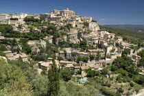 Gordes.  Vista of the hillside village perched on the Plateau de VaucluseEuropean French Western Europe Scenic History