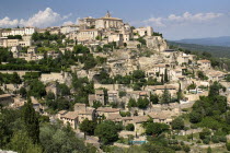 Gordes.  Vista of the hillside village perched on the Plateau de VaucluseEuropean French Western Europe Scenic History