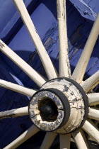 Coustellet.  The Muse de la Lavande or Lavender Museum.  Detail of  section of a cart wheel. European French Western Europe