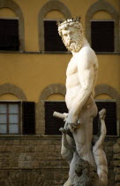 The 1575 Mannerist Neptune fountain of the Roman sea God commemorating Tuscan naval victories by Ammannatti in the Piazza della Signoria beside the Palazzo VecchioEuropean Italia Italian Southern Eur...