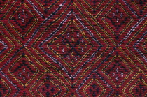 Detail of red and blue embroidered murang pinon or loin cloth.Asia Asian Bangladeshi  Asia Asian Bangladeshi