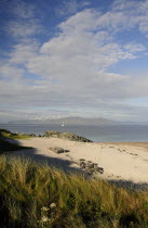Grasses & sandy beach with views of MullPortrait Alba Beaches Great Britain Northern Europe Resort Seaside Shore Tourism UK United Kingdom British Isles European Sand Sandy Beach Tourism Seaside Shor...