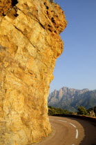 Golden rock face with coastal road  near PortoOporto French Western Europe European Oporto French Western Europe European