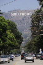 Hollywood sign from Beechwood Drive.Hollywood American Destination Destinations North America Northern United States of America LA Signs Display Posted Signage The Golden State