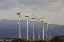 Windmills  San Gorgonio Pass  Palm Springs. Wind turbine electricity generators.JTPS American Destination Destinations North America Northern United States of America Ecology Entorno Environmental En...