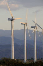 Windmills  San Gorgonio Pass  Palm Springs. Wind turbine electricity generators.JTPS American Destination Destinations North America Northern United States of America Ecology Entorno Environmental En...
