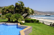 Garden & pool with view onto Surfrider Beach  Adamson House  MalibuMalibu American Beaches Destination Destinations North America Northern Resort Sand Sandy Seaside Shore Tourism United States of Ame...