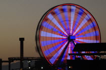 Ferris wheel on the pier shilhoutted at night  Santa MonicaSanta Monica American Destination Destinations Nite North America Northern United States of America LA The Golden State