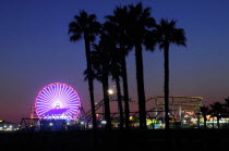 Santa Monica Pier & beach at nightSanta Monica American Beaches Destination Destinations Nite North America Northern Resort Sand Sandy Seaside Shore Tourism United States of America LA Sand Sandy Bea...