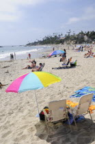Beach scene  Laguna BeachSouth Beaches American Destination Destinations North America Northern Resort Sand Sandy Seaside Shore Southern Tourism United States of America Holidaymakers Sand Sandy Beac...