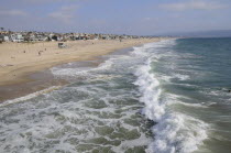 Beach views with surf  Manhattan BeachSouth Beaches American Destination Destinations North America Northern Resort Sand Sandy Seaside Shore Southern Tourism United States of America LA Sand Sandy Be...