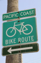 Cycle route sign  VeniceVenice Beach American Beaches Destination Destinations North America Northern Resort Sand Sandy Seaside Shore Tourism United States of America LA Sand Sandy Beach Tourism Seas...