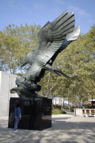 Battery Park  East Coast Memorial  Eagle Statue commerating the 4601 US Servicemen who lost lives in the Atlantic Ocean during World War II. Alino Manca.American Destination Destinations North Americ...