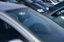 Findon village Sheep Fair Cars crowed into a car park.Great Britain Northern Europe UK United Kingdom British Isles European