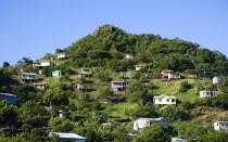 Houses built on stilts lining a hillside.Caribbean Destination Destinations Grenadian Greneda West Indies Grenada Ecology Entorno Environmental Environnement Green Issues Scenic