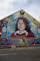 Falls Road  Mural of Bobby Sands on the gable end of the Sinn Fein headquarters on the corner of Sevastapol Street.Northern West Beal Feirste Eire European Irish Northern Europe Republic Ireland Pobl...