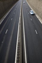 View over empty carriageways on the Westlink underpass in Belfast.Northern Beal Feirste European Irish Northern Europe Republic Ireland Poblacht na hireann Eire Automobiles Autos Gray Poblacht na hE...