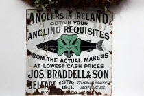 Cathedral Quarter  Commerical Court  Old metal fishing permit sign decorating the exterior of the Duke of York Public House.BarCafeNorthernBeal FeirsteUrbanArchitecturePubNorthern Beal Feirste...