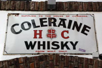 Cathedral Quarter  Commerical Court  Old Coleraine Whiskey metal sign decorating the exterior of the Duke of York Public HouseBarCafeNorthernBeal FeirsteUrbanArchitecturePubNorthern Beal Feirst...