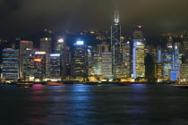 Night shoot of Hong Kongs coastal frontline lighted skyscrapers at the time that multimedia event called symphony of lights is taking place.RomanticHistoryTraditionCultureClassicDesignRestorati...