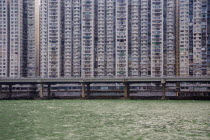 Geometrical tall blocks of flats and bridge at Hong Kong shoot from the seaBuildingTallStructureArchitectureDesignDecoModernApartmentsShapeDecorationArchitectGlass BuildingUrban Landscape...
