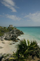 Tulum. Templo del Dios del Viento built on clifftop over looking the Caribbean ocean.MayanToltecHistorySunVacationHolidaysTravelArcheologyHistoricalReligionBuildingStructureArchitectureA...