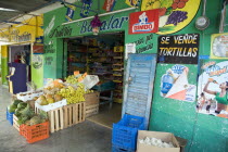 Bacalar. Colorful Mexican Greengrocers shop front.TradeCultureTraditionNutritionEthnicFolkloreSociologyColorDietNaturalEnergyTravelAmerican IndiansProductShoppingCookingRecipeHealth...
