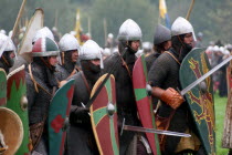 Saxon swords men at the reenactment of the 1066 Battle of Hastings.Saxon  swords  Battle of Hastings  1066  eleventh century  11th  William the conqueror  King Harold  medieval  Knight  Knights  weap...