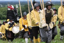 Musketeers at the reenactment of the battle of Faringdon in the English Civil war.English  Civil  War  British  UK  Musketeers  rifleman  Musket  Faringdon  reenactment  men  foot  soldiers  roundhea...
