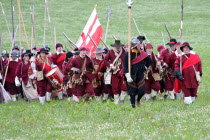 Musketeers at the reenactment of the battle of Faringdon in the English Civil war.English  Civil  War  British  UK  Musketeers  rifleman  Musket  Faringdon  reenactment  men  foot  soldiers  royalist...