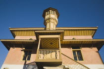 Part view of exterior of restored Ottoman era Mosque on Odos Sokratous Street  the main tourist shopping area in Rhodes Old Town.AegeanGreekByzantineRodilocation for Guns of Navaronecoast coasta...