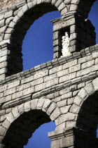 Roman Aquaduct.Blue SkyArchitectureWaterRomanAquaductEuropeanEuropeanEuropeEspanaSpanishSpainBridge Espainia Espanha Espanya Hispanic History Historic Southern Europe