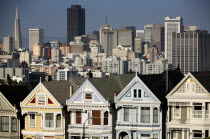 Seven Sisters  City Skyline. Row houses. Transamerica building.Blue SkyArchitectureUSANorthAmericaAmericanHouseHousesHomeUnitedStatesSan Fran 7 Citiscape Building Buildings Urban Architect...