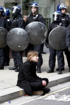 England  London  City  Threadneedle Street  Bank of England G20 Protests  April 2009.European UKUnited KingdomGBGreat BritainEuropeEuropeanMeetingProtestProtestersCivil UnrestRiotConfronta...