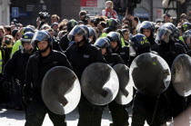 England  London  City  Threadneedle Street  Bank of England G20 Protests  April 2009.European UKUnited KingdomGBGreat BritainEuropeEuropeanMeetingProtestProtestersCivil UnrestRiotConfronta...