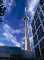 CANADA, Ontario,Toronto, The C.N. Tower viewed from Front Street.