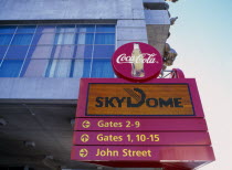 Skydome Exterior Detail with Sign.American Canadian North America Northern Signs Display Posted Signage