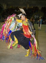 International Peace Pow Wow. Blackfoot woman from the Peigan Reserve competing in the Fancy Dance competitionIndigenous American Canadian Female Women Girl Lady Indegent North America Northern One in...