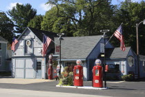 Mikes Garage  traditional Gas Station.American North America Northern United States of America  Gasoline  Petrol  Petroleum  Service Station Blue Classic Classical Destination Destinations Historical...