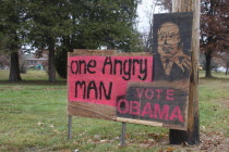 Election campaign sign for Barack Obama  against John McCain.American North America Northern United States of America Signs Display Posted Signage