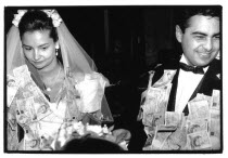 Traditional Greek Wedding ceremony. Bride and Groom covered in money that has been pinned to them.Classic Classical European Marriage Religion Religion Religious Christianity Christians Marriage Marr...