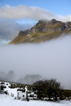 Kings Mountain with mist and snow in the valley below. Winter Eire European Irish Northern Europe Republic Ireland Poblacht na hEireann Blue Clouds Cloud Sky Scenic