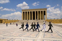 Turkey, Cappadocia, Ankara, Anitkabir, Mausoleum of Kemal Ataturk, Changing of the Guard, Mausoleum in background.