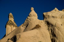 Turkey, Cappadocia, Goreme, Pigeon Valley,  Rock shapes in early morning light.