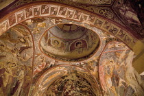 Turkey, Cappadocia, Goreme, Goreme Open Air Museum, Sandal Church, Frescoe detail.